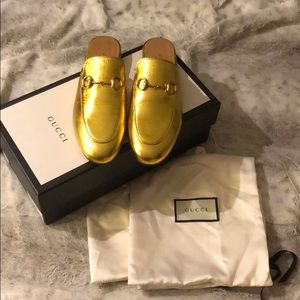 Gucci Princetown Metallic Leather Slipper